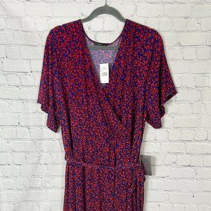 West Kei Nordstrom Floral Wrap Dress, New with Tags, Color: Blue/Red, Size: 3X